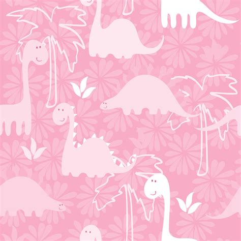papel de parede infantil dinossauros rosa bebe modelo