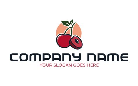 Fruit Cherries With Pit Logo Template By