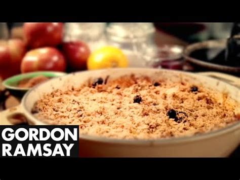 She makes it really unadorned just rhubarb, sometimes she puts apples in it and then just the flour, raw sugar and butter and a bit of. Apple and Cranberry Crumble - Gordon Ramsay - YouTube
