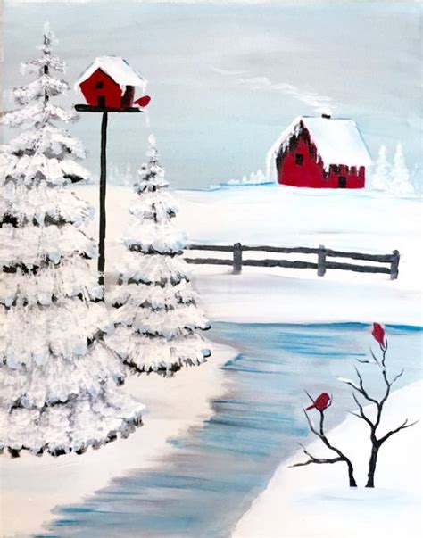 40 Original Winter Paintings On Canvas Bored Art