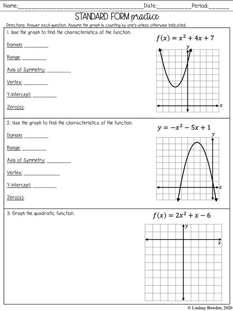 Graphing Quadratics Notes And Worksheets Lindsay Bowden