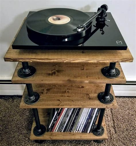 Rusticindustrial Style Record Player Standvinyl Storage In 2020
