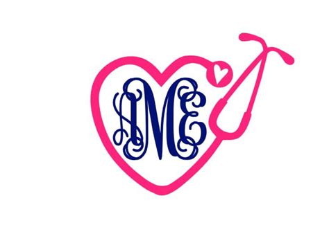 Stethoscope Heart Monogram Instant Download Cut File Svg Dxf Etsy