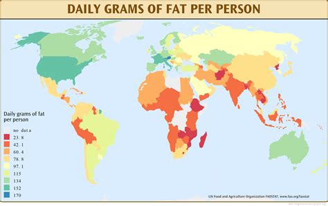 Map Of Daily Grams Of Fat The Global Education Project