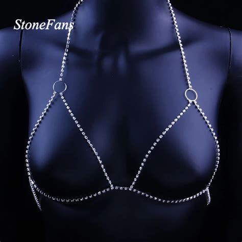 Stonefans Shiny Crystal Rhinestone Bra Chain Harness Jewelry For Women