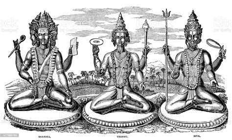 vetores de deuses hindus brahma visnu e siva e mais imagens de shiva shiva brahma visnu istock
