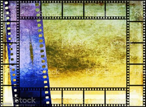 Vintage Film Strip Frame On Old And Damaged Paper Background Stock