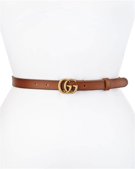 Gucci Thin Gg Leather Belt In Brown Save 3 Lyst