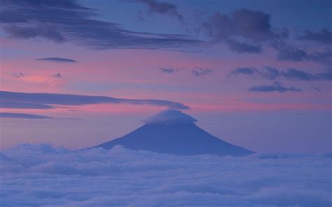 Nature Landscape Japan Asia Clouds Mountains Mount Fuji Sunset