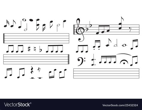 Music Notes And Keys On White Background Piano Vector Image
