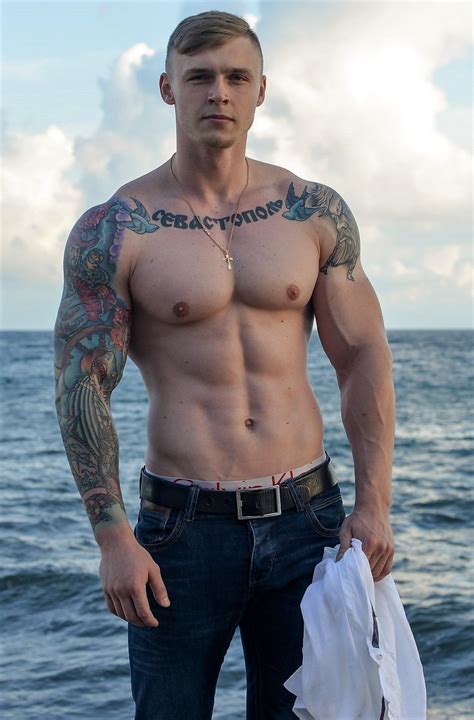 Manly Pecs — Taking Off His Shirt To Flaunt His Huge Pecs At Blond Guys Inked Men Hommes