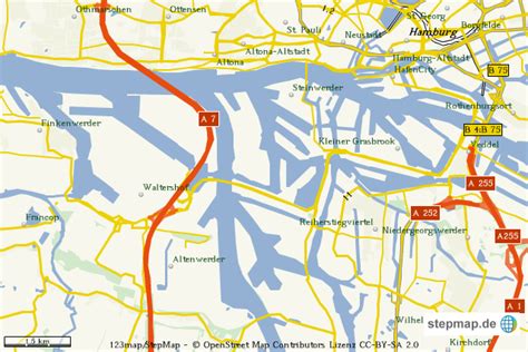 Der größte seehafen deutschlands beherrscht die stadt. Hamburger Hafen von VGEO - Landkarte für Deutschland