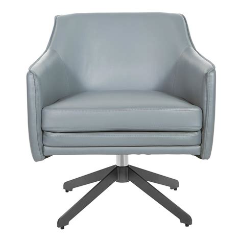 Office Star Products Faux Leather Swivel Guest Chair In Grey Faux