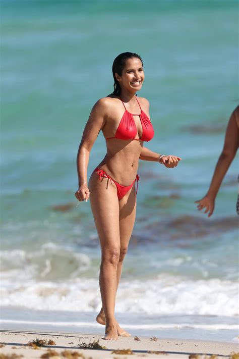 Padma Lakshmi Sizzles In A Red Bikini As She Hits The Beach In Miami Florida 070119 7