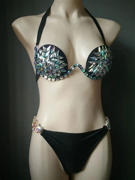 2018 Venus Vacation Diamond Bikini Set Push Up Mature Women Swimsuit Sexy Women Rhinestone