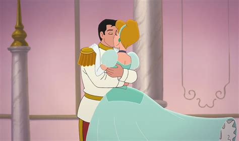 Cinderella And Prince Charming S Kiss As They Give Each Other A Loving