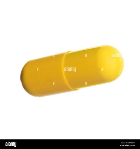 One Yellow Pill Isolated On White Medicinal Treatment Stock Photo Alamy