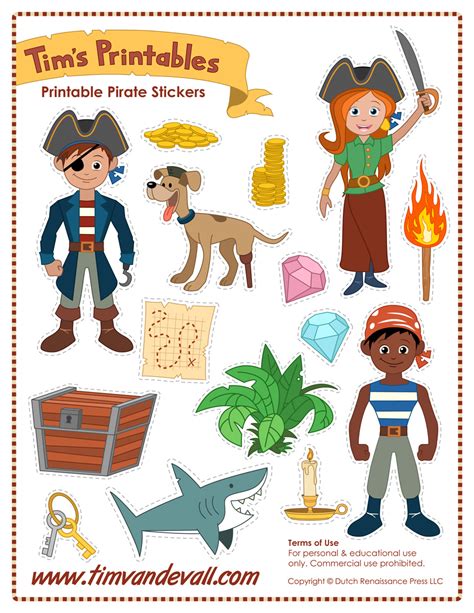 Pirate Stickers Tims Printables
