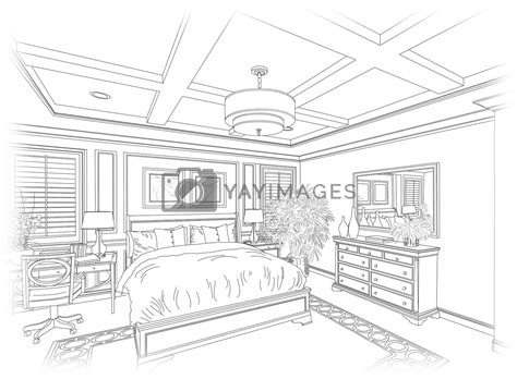 Line Drawing Of A Bedroom By Feverpitched Vectors And Illustrations With