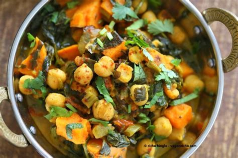 Pot Chickpea Sweet Potato Spinach Curry Vegan Richa