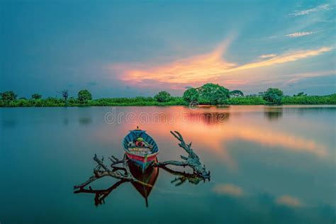 Sunset Sky On Lake Tanjung Burung Indonesia Stock Photo Image Of