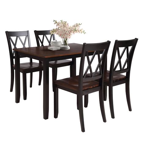 Black Dining Table Set For 4 Modern 5 Piece Dining Room Table Sets