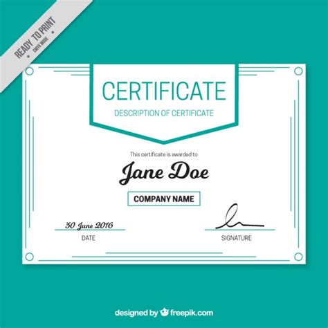Free Vector Simple Certificate With Decorative Lines