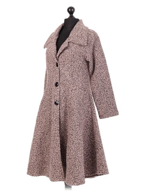 Italian Long Fitted Flared Lana Wool Coat