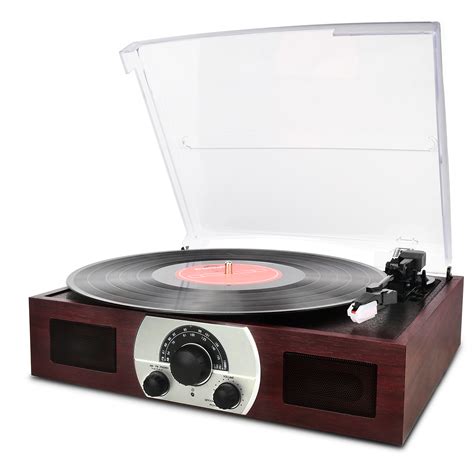 Digitnow Wooden 3 Speed Retro Turntable With Built In Dynamic Stereo