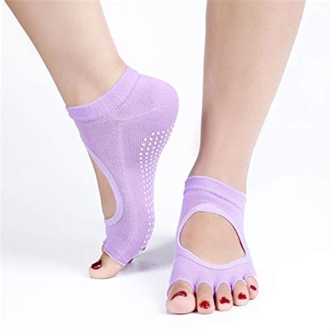 Toeless Yoga Socks Set Accmor Non Slip Yoga Pilates Socks With Grips For Women Girls Barre
