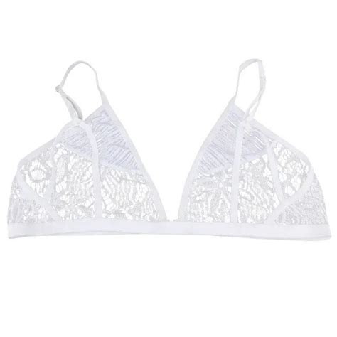 buy sexy women floral lace bralette bustier crop top sheer soft mesh triangle