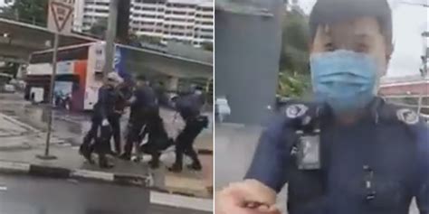 Police Officers Restrain Woman Near AMK Hub She Allegedly Acted Aggressively