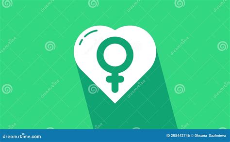 White Female Gender In Heart Icon Isolated On Green Background Venus Symbol Stock Footage
