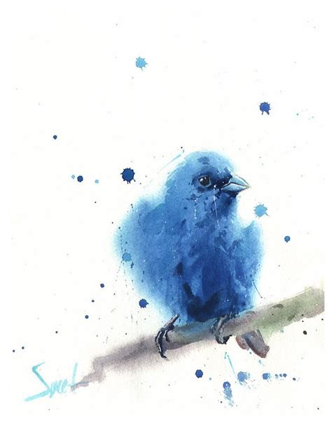 Indigo Bunting Bluebird Painting Watercolor Bird Art Print By Etsy Bluebird Watercolor Bird