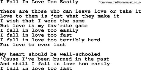 Willie Nelson Song I Fall In Love Too Easily Lyrics