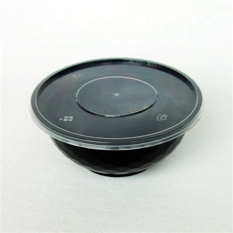 Round Black Plastic Disposable Bowl With Lid Rs 6 Piece Magnum
