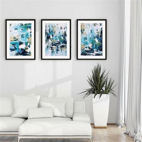 Large Abstract Set Of Three Prints Framed Wall Art By Abstract House
