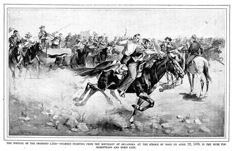 Oklahoma Land Rush 1889 Drawing By Granger Pixels