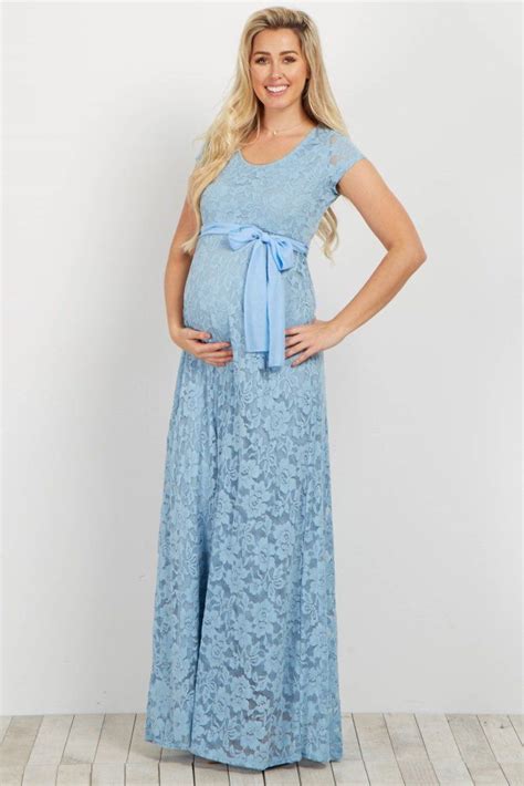 Baby Blue Lace Maternity Dress Ibikini Cyou