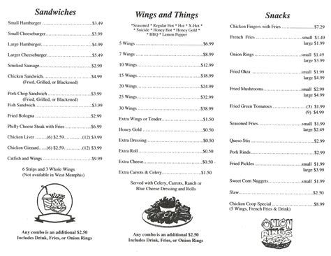 Votre question sera affichée publiquement sur la page des. Menu - The chicken coop"king of hot wings"