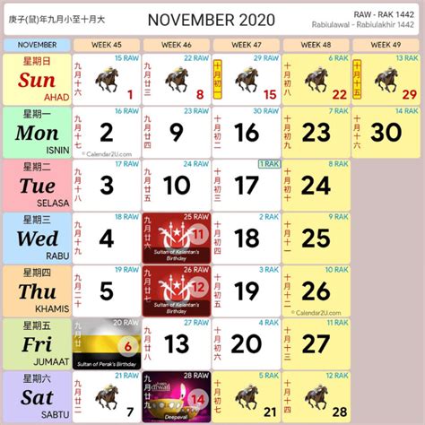 Download urdu calendar 2020 2020 islamic calendar 1 72 22. KALENDAR KUDA MALAYSIA BULAN NOVEMBER (11) TAHUN 2020 ...