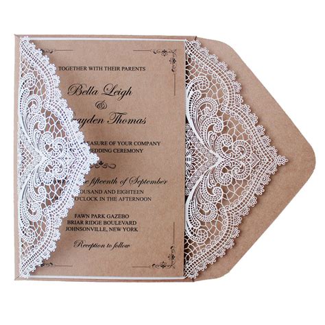 Rustic Wedding Invitations Customized Kraft Invitation Cards