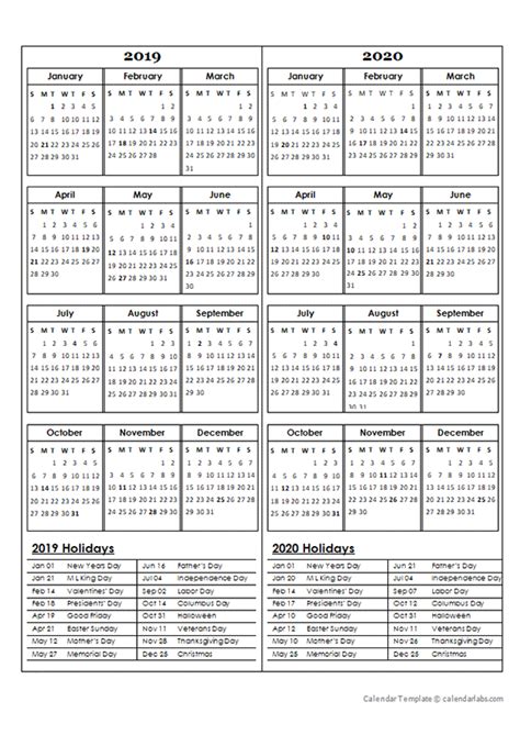 year calendar template     printable