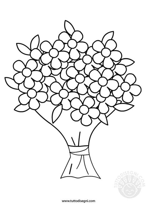 Tanti disegni di fiori di primavera pronti da stampare e colorare per la gioa dei bambini che possono imparare i nomi dei fiori riportati su ogni disegno. Mazzo di fiori da colorare - TuttoDisegni.com