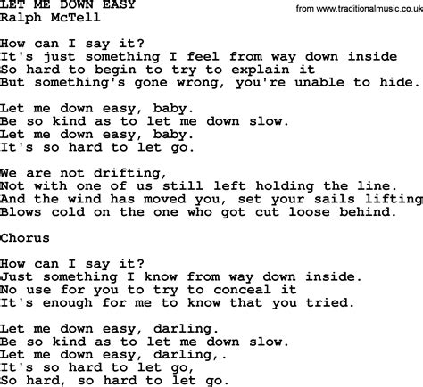 Let Me Down Easytxt By Ralph Mctell Lyrics And Chords