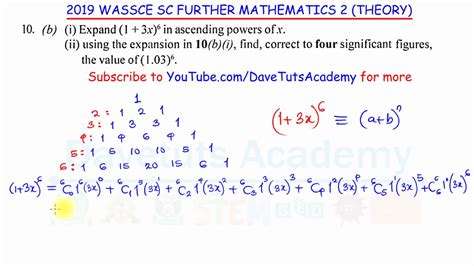Binomial Expansion In Ascending Powers 2019 Waec Further Maths Youtube