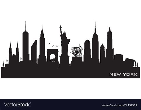 New York City Skyline Silhouette Royalty Free Vector Image
