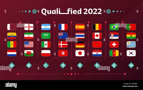 World Football 2022 Gruppen Und Flaggen Gesetzt Flaggen Der Länder