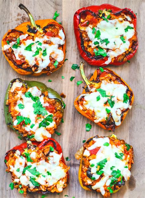 Vegetarian Stuffed Peppers With Lentils Killing Thyme