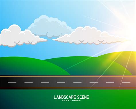 Green Cartoon Landscape With Road Background Download Free Vector Art
